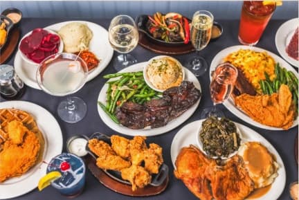 A dining table prepared at Sylvia’s
